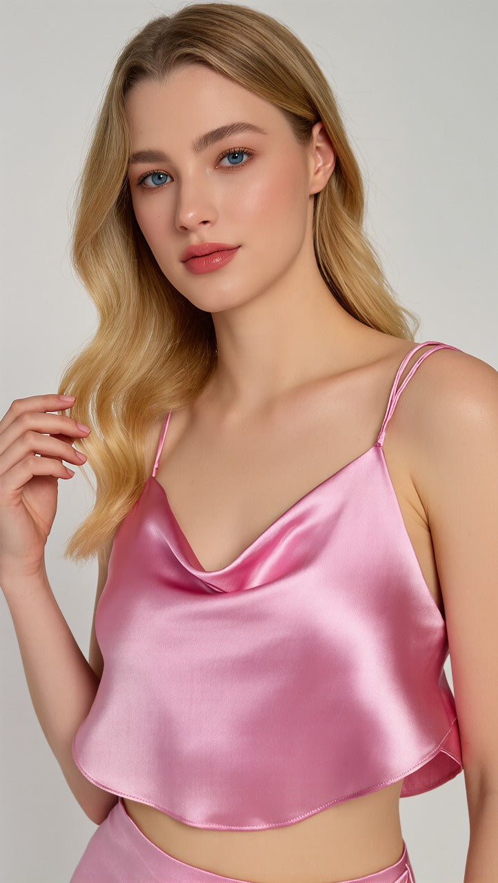 Cropped, Tecido Cetim com Elastano